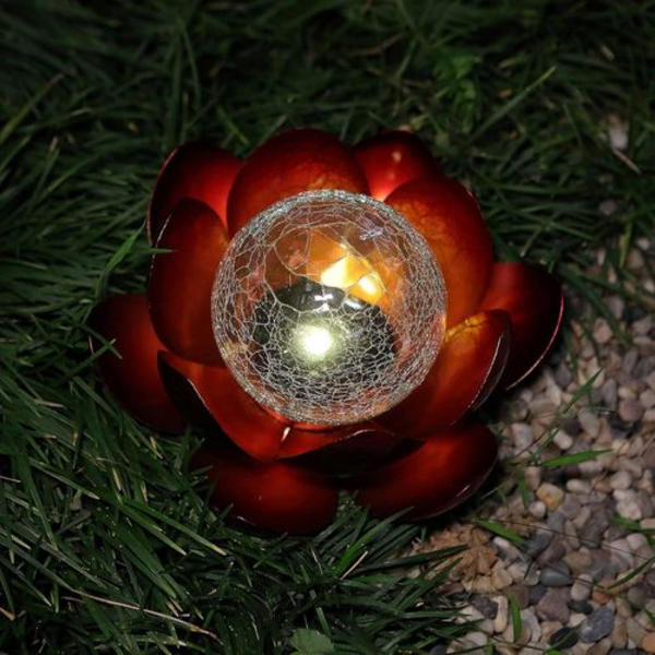 Kreativ lotusbas LED solcells nattljus blomma utomhus glaskula lampa