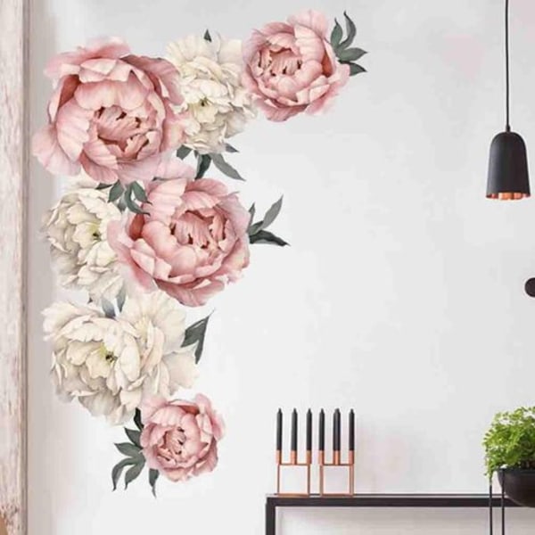 Pioni ruusukukkien seinätarrataide lastenhuoneen tarra