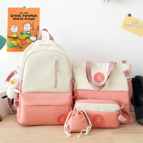 Student schoolbag primary school student schoolbag set female new style a child cute backpack large capacity backpack-green