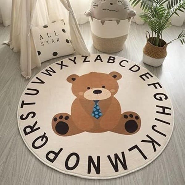 Mykt rund bjørn ABC-teppe for smårollinger og barn - sklisikre alfabetteppe og babyflo