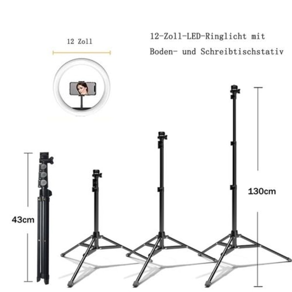 Ring Light med stativ, Selfie Ring Light med 62 tommer stativ til