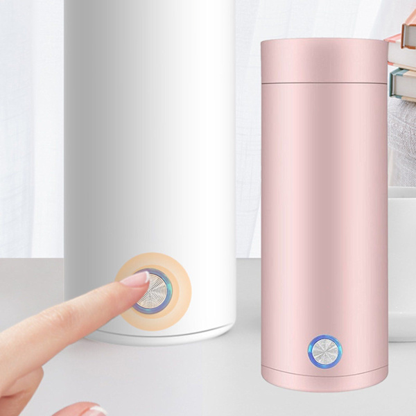 Matka-sähkökeitin, kannettava vedenkeitin 400 ml, 3-in-1-minisähkökeitin lämmitystoiminnolla, vaaleanpunainen