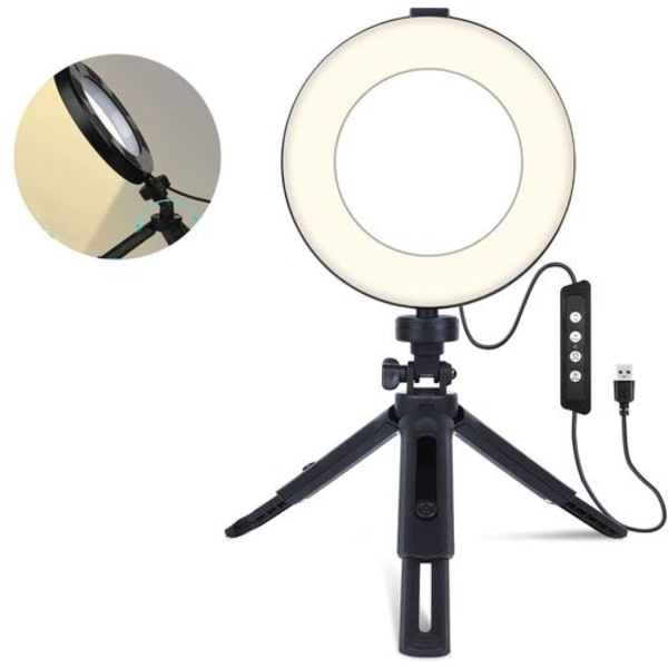 Ring Light Selfie Ring Light med stativ Dimbar Beauty Desktop Ring Light för
