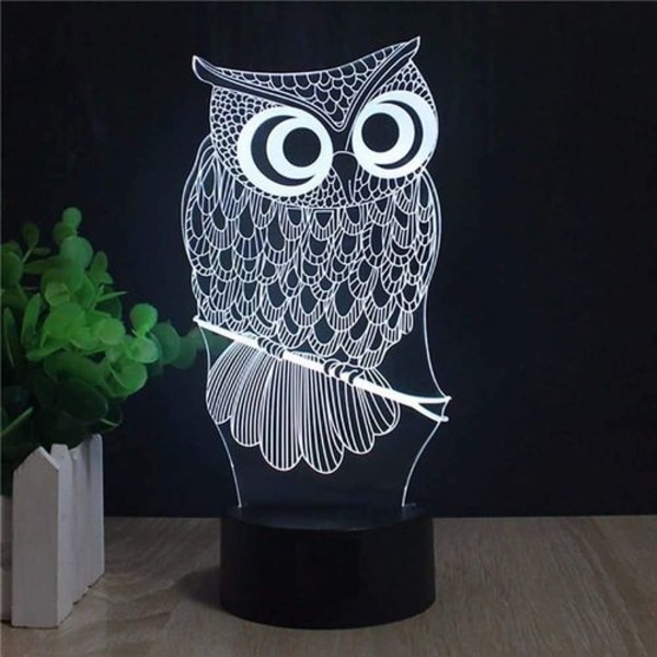 Owl Night Light 3D optisk illusjon bordlampe for barn,