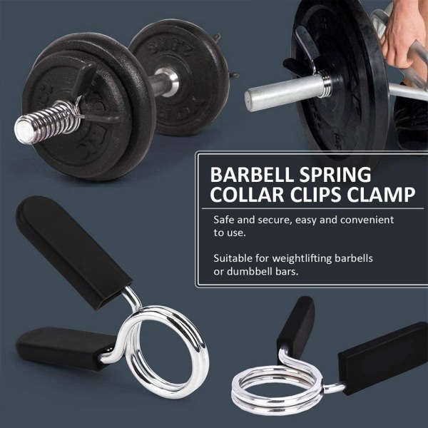 Sportsfjederspænder, Dumbbell Spring Clip, Gym, 2 par, 28 mm diameter