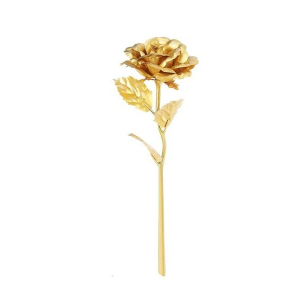 Auelife 24K gullrose Lang stilk gullfolie kunstige roseblomster gave til