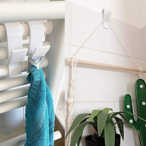 Paket med 6 radiator krokar, handduksradiator krokar, krokar för radiatorer, för badrum och K