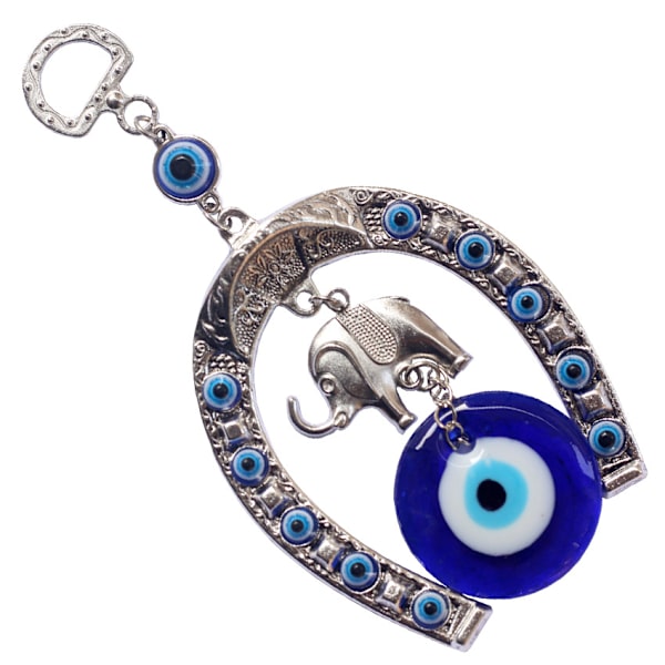 1 stk. Blå ondt øye amulett, veggdekor, lykkelig elefant