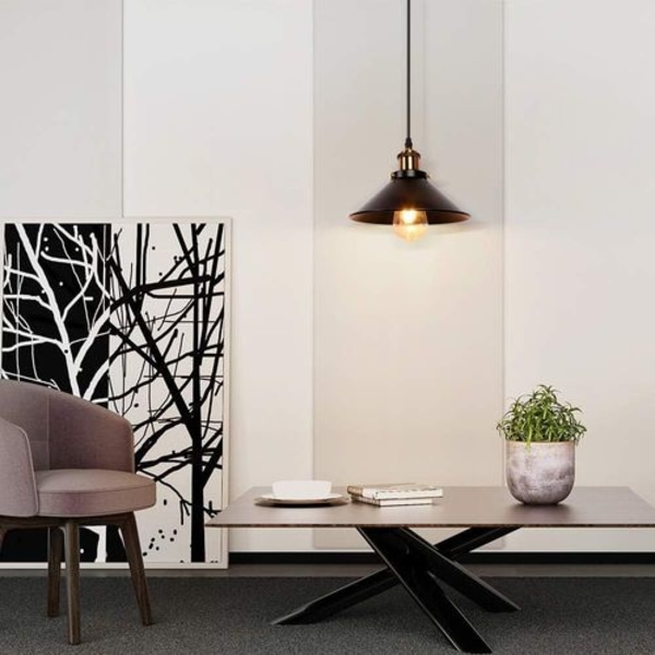 Set med 2 industriella retro svarta järnhänglampor,