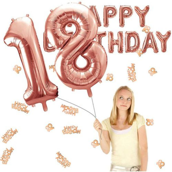 18-års födelsedagsflicka dekoration födelsedag roséguld ballonger