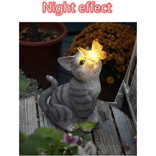 Solcelledrevet LED-belysning Katt Hage Statue Katt Skulptur Plen Dekorasjon