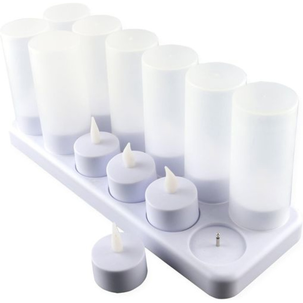 EXTSUD 12 LED Flammeløse Stearinlys, Genopladelige Stearinlys, Batteridrevne