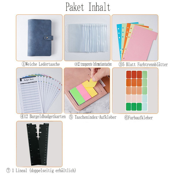A6 Budget Binder Set - Budget Planner med folie kontantkuvert, besparingsutmaning budgetplan