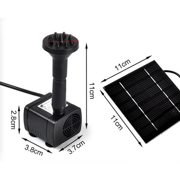 Fågelbadsfontän, solenergi vattenpump panel kit nedsänkbar vattenpump för