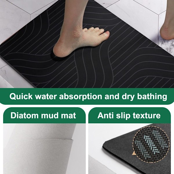 2 st badrum halkfri mat hushåll toalett absorberande matta badrum kiselgur matta 40