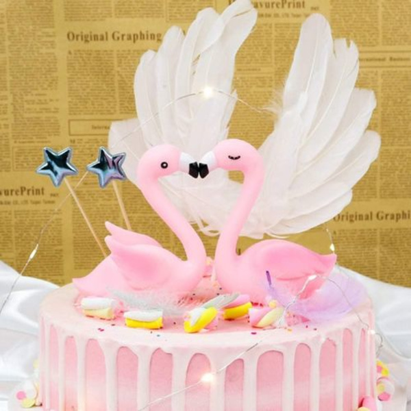 Pakke Mini Flamingo Statue Påske Cupcake Toppers