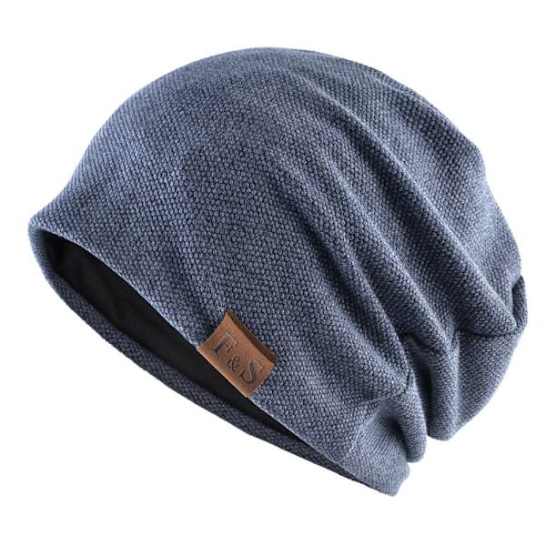 Vinter fleece casual lös stickad mössa blue