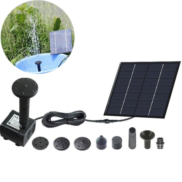Fågelbadsfontän, solenergi vattenpump panel kit nedsänkbar vattenpump för