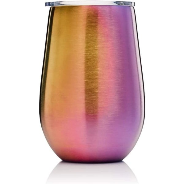Dubbelväggig mugg i rostfritt stål - Stor elegant (500 ml) - Okrossbart glas i rostfritt stål (regnbåge)