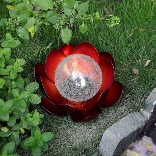 Kreativ lotusbas LED solcells nattljus blomma utomhus glaskula lampa
