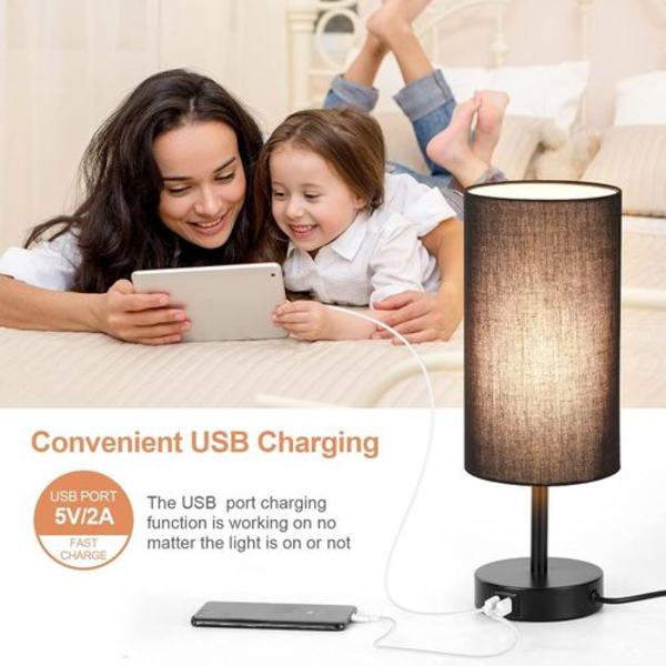 Senglampe med USB-port - bordlampe med touch-kontrol til