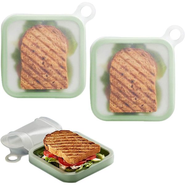 3 stk. Sandwich Toast Frokostboks Silikone Børn Lækagesikker Blød Forseglede Genanvendelige Frokostboks, med låg Bærbar Madopbevaringsbeholder til Børns Frokost Kontor
