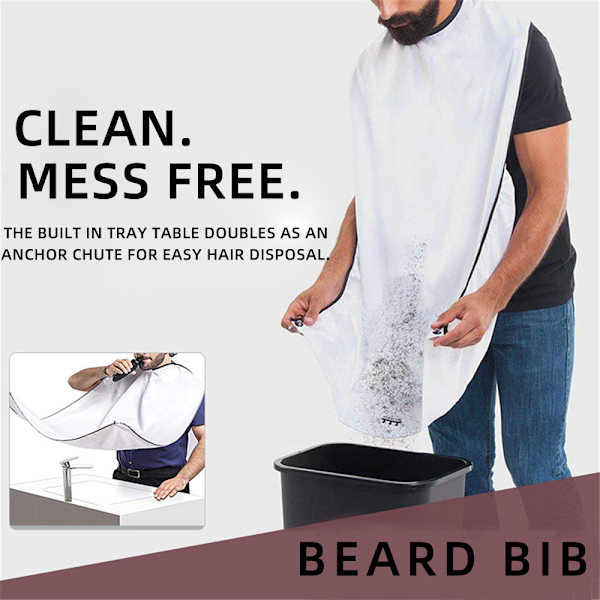 Barberingsforklæde til mænds skægbarbering, gennemsigtig sugekop barberingsforklæde, skægtrimningsforklæde, skægstylingforklæde White (transparent suction cup)