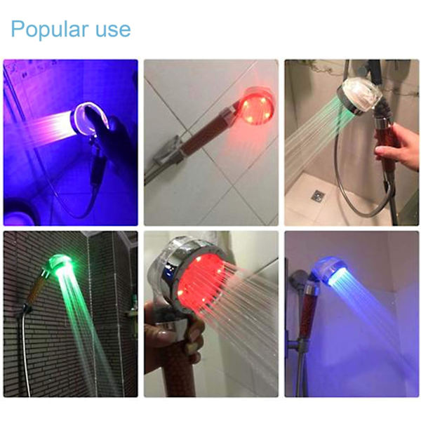 Duschhuvud mot kalkavlagringar, vattenbesparande LED-duschhuvud med 7 färger, transparent handdusch med jonfilter och spasten 23,5 x 8 x 6 cm