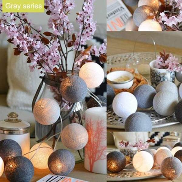 20 LED-ljuskedja lampion glob, batteridriven bomullsbollsljus LED