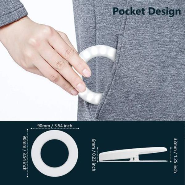 Selfie lys til mobiltelefon, 20 LED ringlys, fjernbetjening, USB genopladelig