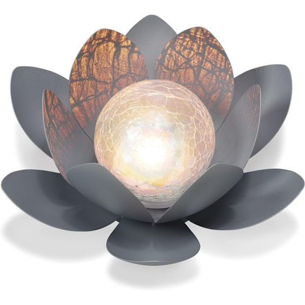 Dekorativ sol lotus 2-delad uppsättning - behagligt varmt vitt ljus -