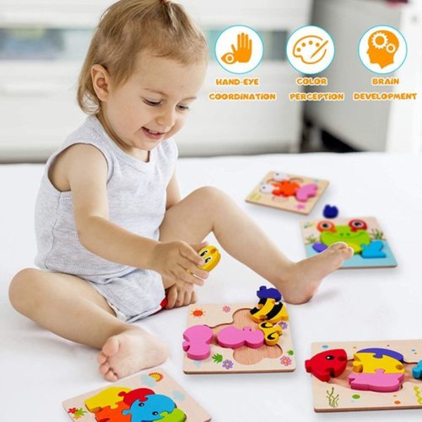 Rolimate 3D barns träpussel plug-in pussel montessori leksak i trä