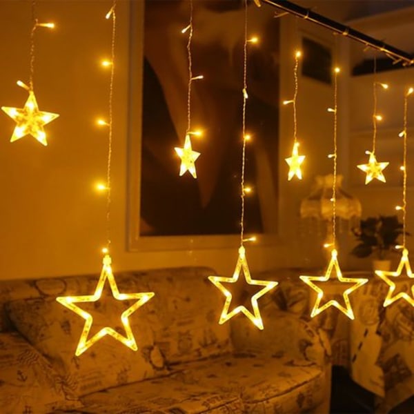 12 stjernet gardin LED star fairy lights, vinduesgardin