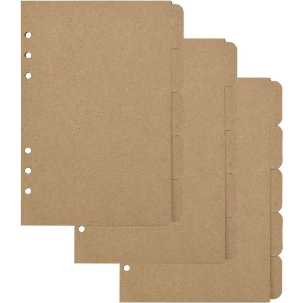 3-pack Kraft Etikettpapper A5 Storlek Notebook Index Insert Plan
