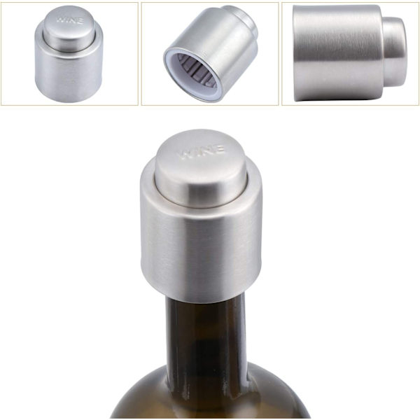 4 stk. vin- og champagnestoppere, rustfrit stål vinpropper