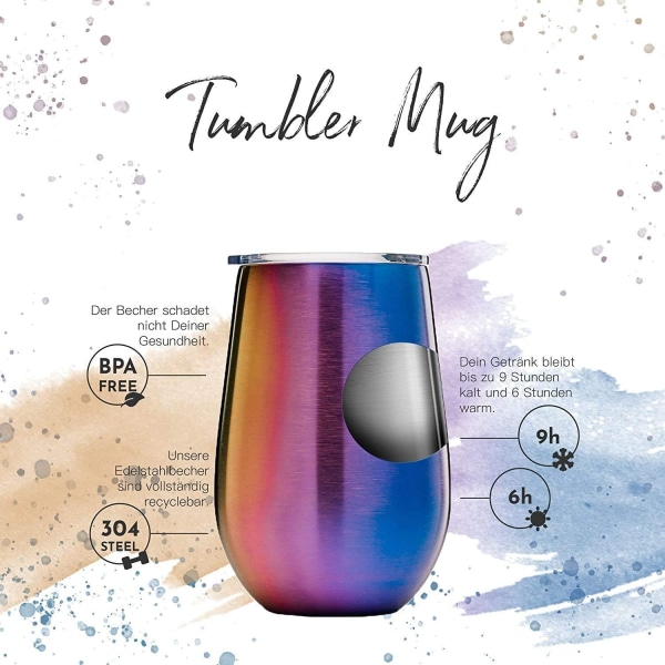 Double Walled Stainless Steel Mug -Large Sleek(500ml)-Unbreakable Stainless Steel Glass(Rainbow)