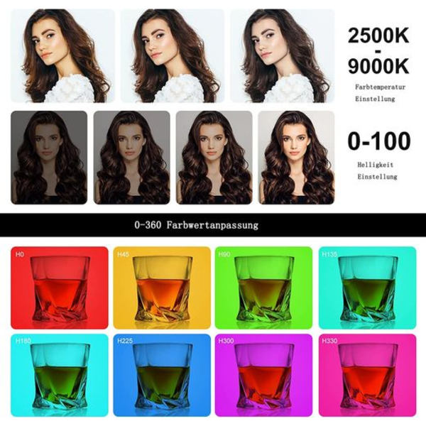 LED-videovalo RGB W 3 kylmäkenkä, kameravalo LED-videovalo valokuva