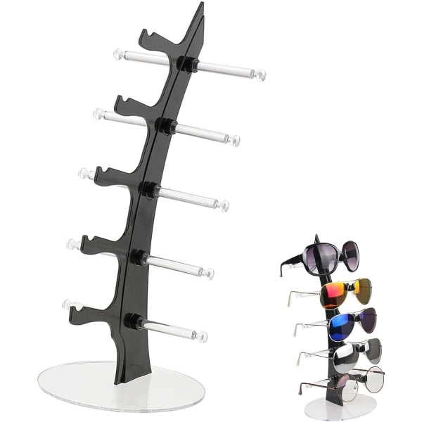 Briller Holder Solbriller Display Stativ Kreative Solbriller Display Rack Transparent Holder Rack Briller Oppbevaring Display Stativ Kan Holde 5 Par Briller (Svart)