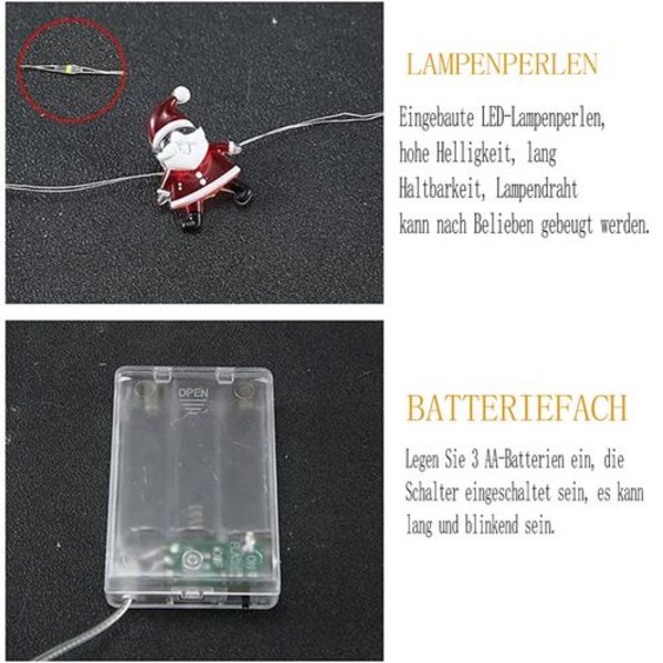 Julelys med nisse 3M 30 LED - batteridrevet og vanntett