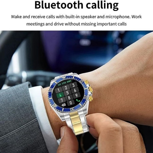 Smartklocka för Android-telefoner kompatibel med iPhone Fitness Tracker Pulsmätare blaues Gold