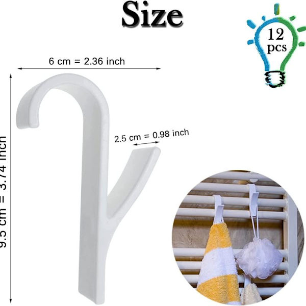 Paket med 6 radiator krokar, handduksradiator krokar, krokar för radiatorer, för badrum och K