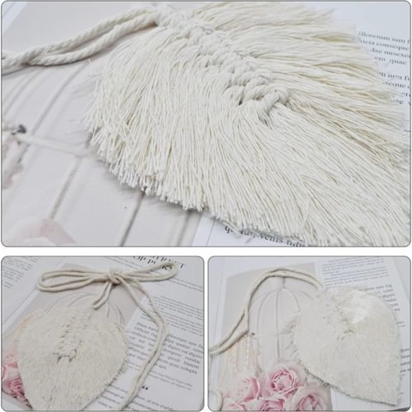 4-pack Boho-blad gardinupphängningar i bomull, macramé