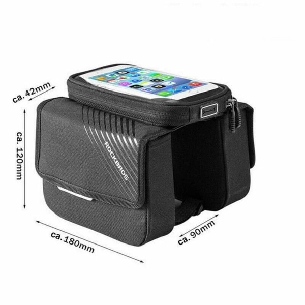 Ramme taske cykel taske top tube taske til mobiltelefon 6,0 tommer sort