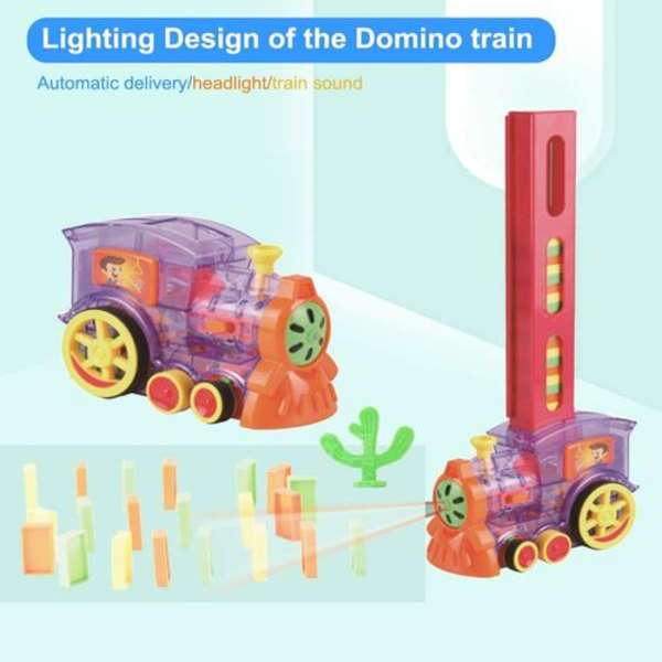 Latocos Pakke med 80 Børns Domino Elektrisk Tog med Lys og Lyd