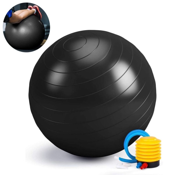 Anti-burst treningsball, fitness- og yogaball støttet med hurtigpumpe