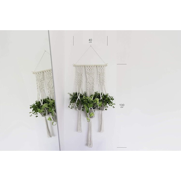 QueHouse Macrame Garn Blomkruka Dekoration - Väggdekoration Boho Blomma