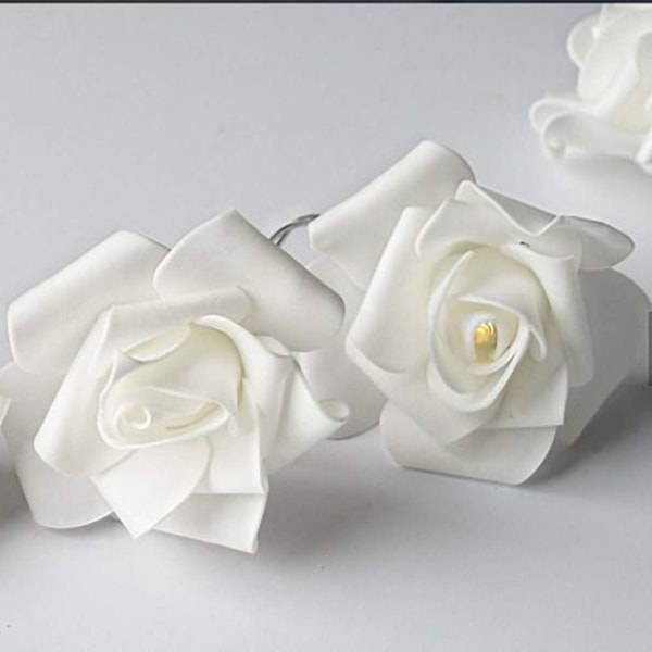 LED-strängros, LED rosa konstgjord rosring fe-lampa, varmvit