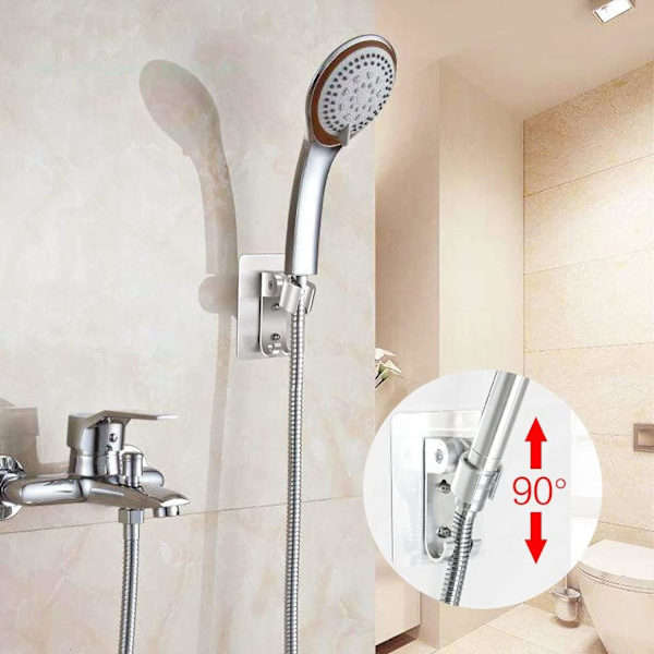 Stærk klæbende brusehovedholder, ingen boring påkrævet, 2 kroge, genanvendelig brusehoved og bidet brusehovedholder