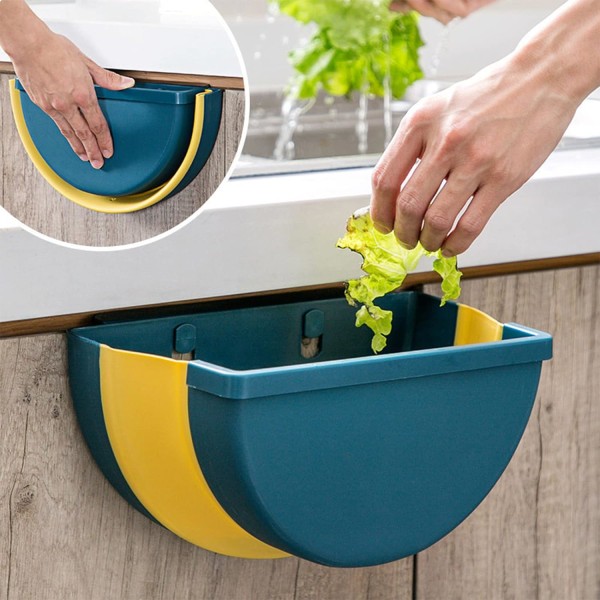 Fällbar soptunna för kök, väggmonterad, bärbar plast