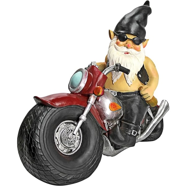 Havehave kørende motorcykel dværg harpiks håndværk gårdhave statue